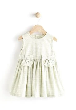 Next Textured Stripe With Bow Detail - Vestido Informal - Grey White