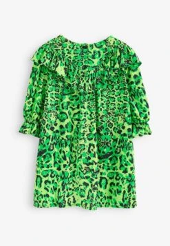 Next Printed Ruffle Detail Standard - Vestido Informal - Green -tienda de zapatos 4b75f8c0e17449df96b86f088067e76d