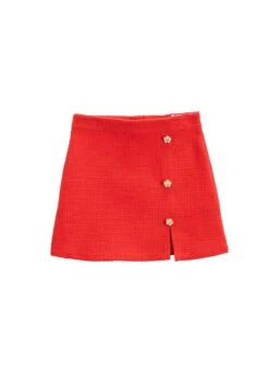 Koton Tweed Decorative Button Detail.. - Falda Acampanada - Red