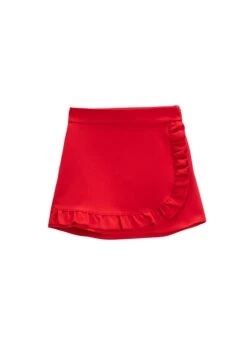 Koton Ruffled Envelop Zipper Closure - Falda Cruzada - Red
