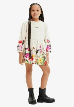 Desigual Floral - Vestido Informal - Beige